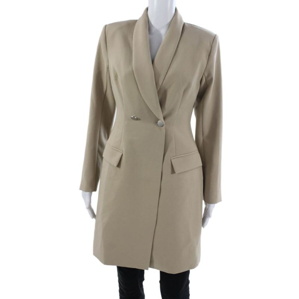 Area Stars Womens Beige Blazer Dress Long Sleeve Button Polyester Size S